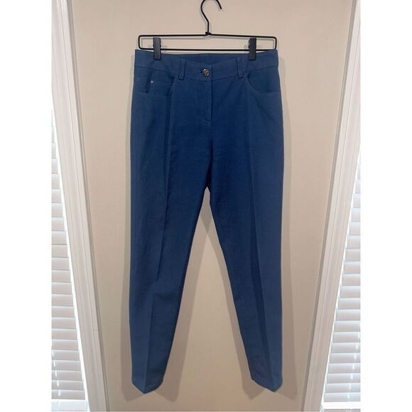 Akris Cotton Silk Double Face Pants Womens Blue 4 - Picture 1 of 5